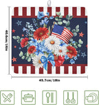 4th of July Dish Drying Mat for Kitchen Counter Patriotic Red Blue and White - Image 2