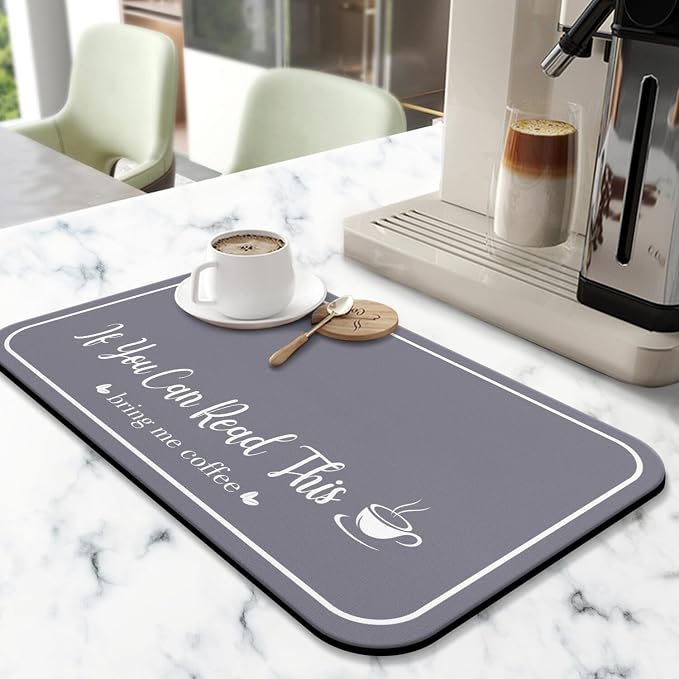 Coffee Bar Mat for Countertops 31.5inx17in, Absorbent Hide Stain Anti-Slip Cafe - Image 2