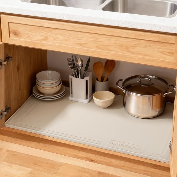 Aisslro Under Sink Mat 22" X 19", Waterproof Silicone Cabinet Organizer - Image 6