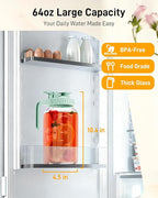 64 oz Glass Pitcher with Lid, Large Wide Mouth Mason Jar with Pour Spout - Image 2