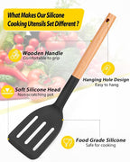 Pack of 4 Silicone Cooking Utensils Set, Non Stick Solid Spatulas and Heat - Image 2
