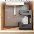 2 Packs 21IN Depth Under Sink Organizer, 2-Tier Pull Out Cabinet Organizer - Image 2