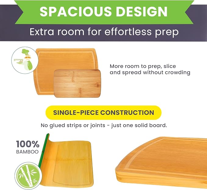 Extra Large Bamboo Cutting Board Set of 2 – Wood Cutting Boards - Image 3