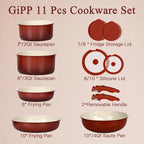 GIPP 11PCS Ceramic Pots and Pans Set Non Stick, Nonstick Cookware Set - Image 3