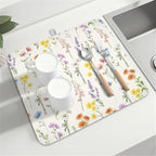 Spring Floral Dish Drying Mat for Kitchen Counter 16 x 18 Inch Colorful Flowers - Image 8