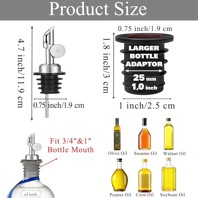 Olive Oil Pour Spout with Adapters, Oils Pourer - Image 2