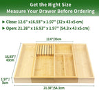 VaeFae Bamboo Kitchen Drawer Organizer, Utensil Tray - Image 2
