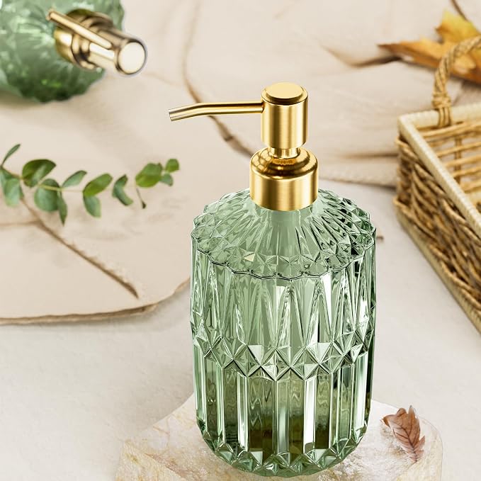 AmazerBath Soap Dispenser, 2 Pack Green Glass Soap Dispenser - Image 5