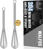 Walfos Mini Whisks Stainless Steel, Small Whisk 2 Pieces, 5in and 7in Tiny Whisk by Walfos