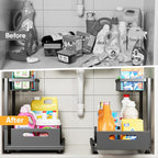 Saydear Under Sink Organizer Storage 2-Tier Premium Metal Pull-Out Kitchen - Image 3