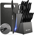 16 Pieces Kitchen Knife Block Set by KATISUN