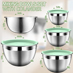 DUTZUN Mixing Bowls with Lids Set, Stainless Steel Mixing Bowl Set with Colander - Image 2