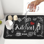 Kawani Black Coffee Bar Dish Drying Mats - Image 5