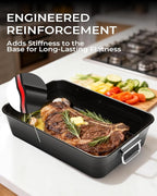 Turkey Roasting Pan with Rack Non stick Carbon Steel Roaster 16x11 Inch - Image 4