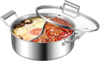 Delarlo 6.8QT Tri-Ply Stainless Steel Double-flavor Shabu Shabu Pot 12 inch by DELARLOCOOKWARE