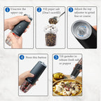 Gravity Electric Salt and Pepper Grinder Set, Battery Powered LED Light One - Image 8