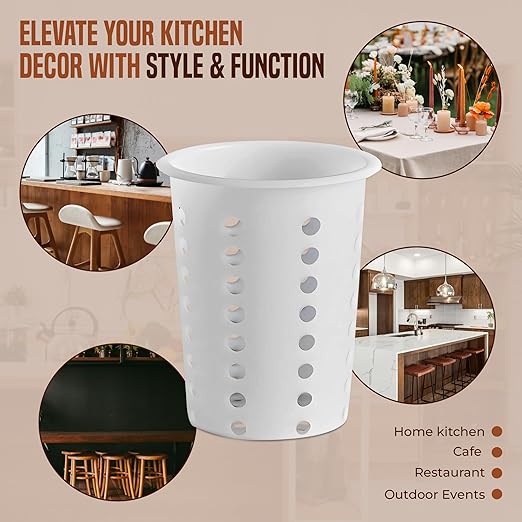 OCS Parts Perforated Utensil Drying Cups | White | Set of 3 | Plastic Flatware - Image 6