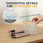 6 PCS Clear Plastic Drawer Organizer Set, 2 Sizes Acrylic Drawer Storage Trays - Image 4