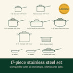 Cuisinart 17-Piece Stainless Steel Cookware Set, Chef's Classic Steel Collection - Image 7