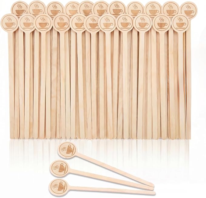 100Pcs Coffee Stirrers-5.9 Inch Natural Wooden Stir Sticks by Rclxl