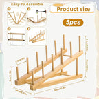 5 Pack Wooden Dish Rack Wooden Plate Stands - Image 2