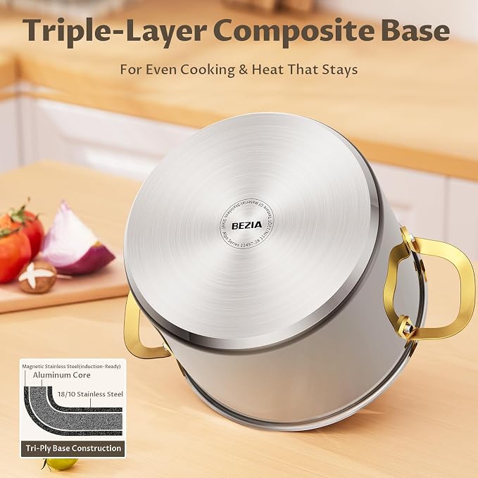 BEZIA 12 Quart Stainless Steel Stock Pot - Image 2