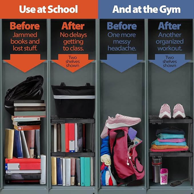 Piffny Locker Organizer Shelf， Adjustable Width and Height, Ideal Locker Shelf - Image 3