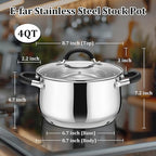 E-far 4 Quart Stockpot, Stainless Steel Pot - Image 3