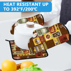 Coffee Theme Oven Mitts and Pot Holders Sets Heat Resistant 4Pcs Potholders - Image 5