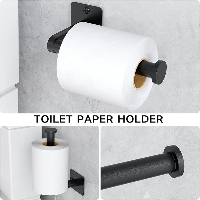 KLJKPA Matte Black Bathroom Accessories Set, 4 Pieces Bathroom Hardware Set - Image 4
