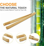 2 Pack Premium Bamboo Toaster Tongs, 10 Inches Natural Wooden Tongs - Image 2