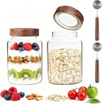 60 oz Glass Coffee Jars with Wooden Airtight Lid Spoon Clear Herb Ground - Image 6