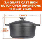 COMMERCIAL CHEF 3.4 Quart Cast Iron Dutch Oven - Image 4