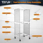 TenUp 20-Tier NSF Aluminum Sheet Pan Rack, Commercial Bakery Cooling & Storage - Image 3