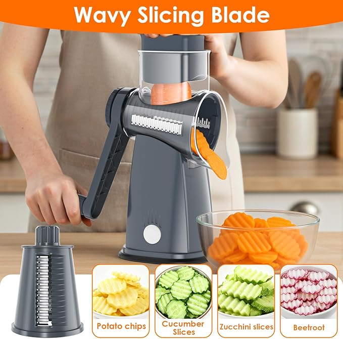 MealHelper 5 Blade Rotary Cheese Grater Hand Crank - Image 6