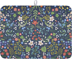 Flower Floral Dish Drying Mat 18x24 inch Microfiber Navy Blue Drying Mats by Giwawa