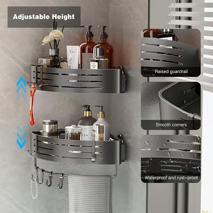 Voldra Corner Shower Caddy Suction Cup, 1 Pack Corner Shower Shelves No Drilling - Image 2