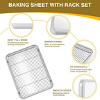 Wildone Baking Sheet with Rack Set, Stainless Steel Baking Pan Cookie Sheet - Image 4