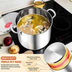 E-far 12-Quart Stock Pot, 18/10 Stainless Steel Stockpot - Image 4