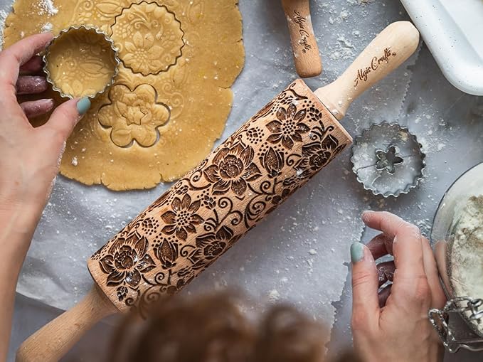 LOVE BIRDS Embossing Rolling Pin – Laser Engraved Dough Roller - Image 5