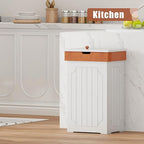 Function Home Trash Can Cabinet, 13 Gallon Kitchen Garbage Can, Wood Recycling - Image 2