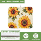 Spring Summer Dish Drying Mat 16x18 Inch Absorbent Reversible Sunflower Drying - Image 5