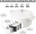 E-far Dutch Oven Pot with Lid, 5 Quart Enameled Cast Iron Round Dutch Oven - Image 4