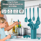 Silicone Kitchen Utensils Set, E-far 23 Pcs Blue Cooking Utensils Tools - Image 6
