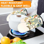 Wildflowers Butterfly Oven Mitts and Pot Holders Sets 4Pcs, Extra Long Oven - Image 6