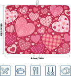 Valentine's Day Dish Drying Mat 18 x 24 Inch Heart Shaped Pattern Dish Drying - Image 2