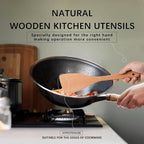 2PCS Wooden Spatulas for Cooking, 12.8inch Coated Beech Wood Turners for Frying - Image 4