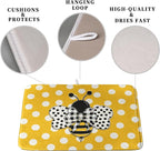Bee Dish Drying Mat for Kitchen Counter 16x18 Inch Yellow Honey Bees Polka Dots - Image 3