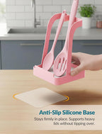 NiHome Kitchen Utensil Holder for Pot Lids & Spoons Pink Kitchen Accessories - Image 4