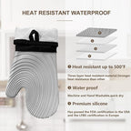 Silicone Oven Mitts-13.6 in Extended Oven Mitts Heat Resistant 500F, Oven Gloves - Image 3